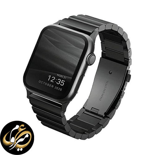 بند ساعت استیل یونیک مدل Uniq Strova Apple Watch Steel 42/44/45/49 Midnight black